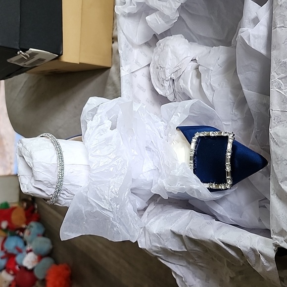 Badgley Mischa size 8 Ulissa Navy Satin Heels - Picture 4 of 6